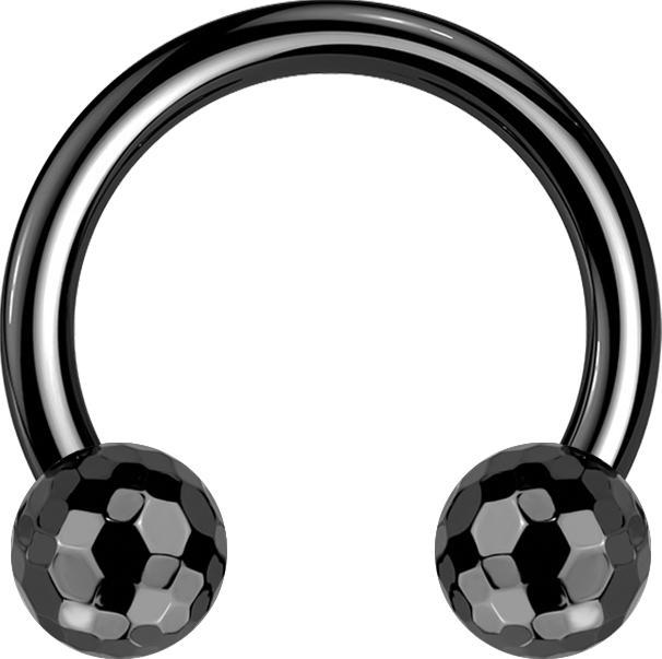 Star Piercing Micro Threadless Circular Barbell schwarz mit zwei Discokugeln schwarz (ohne Messing, Chirurgenstahl 316L)