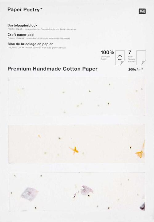 Produktbild Rico Design Bastelblock "Handgeschöpftes Baumwollpapier" (200 g/m², 7 x)