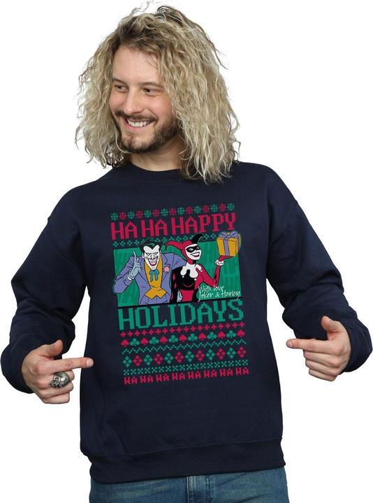 Immagine prodotto Felpa uomo Joker e Harley Quinn Ha Ha Happy Holidays in cotone (4XL)
