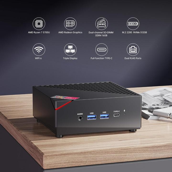 Image du produit AceMagic AM06 Pro Mini PC (AMD Ryzen 7 5700U, 16 Go, 512.00 Go)