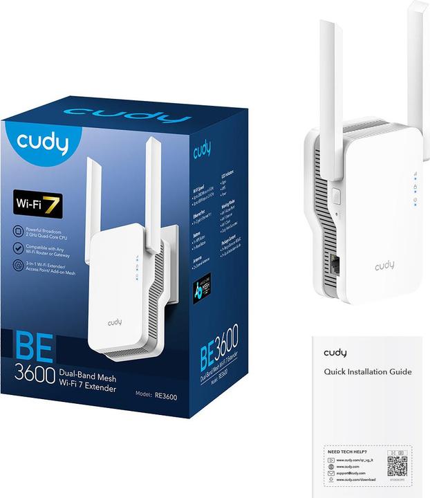 Immagine prodotto Cudy BE3600 Ripetitore WiFi 7 Mesh (2882 Mbit/s, 688 Mbit/s)