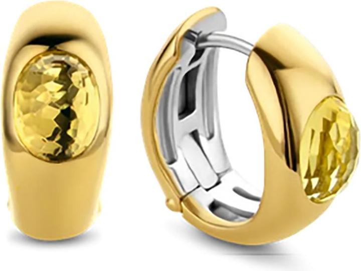 Ti Sento Milano Creolen mit citringelben Crystal vergoldet 7805TY (925 Sterling Silber)