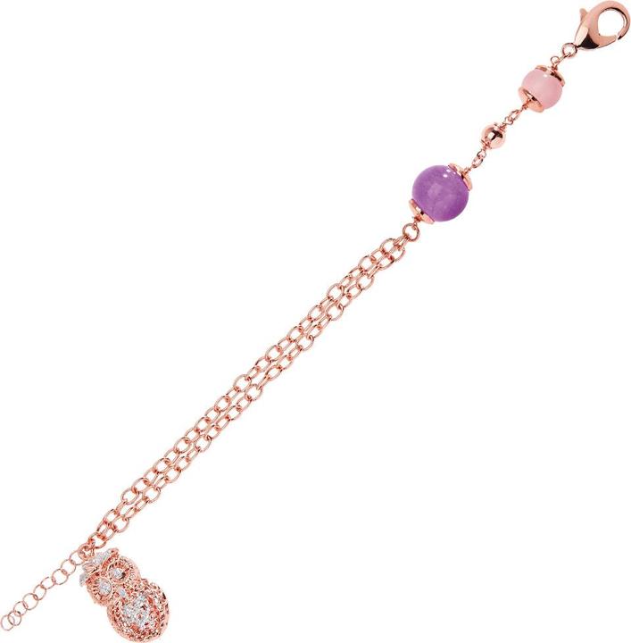 Image du produit Ottaviani Bracelet en bronze doré rose avec paillettes d'argent, et agate