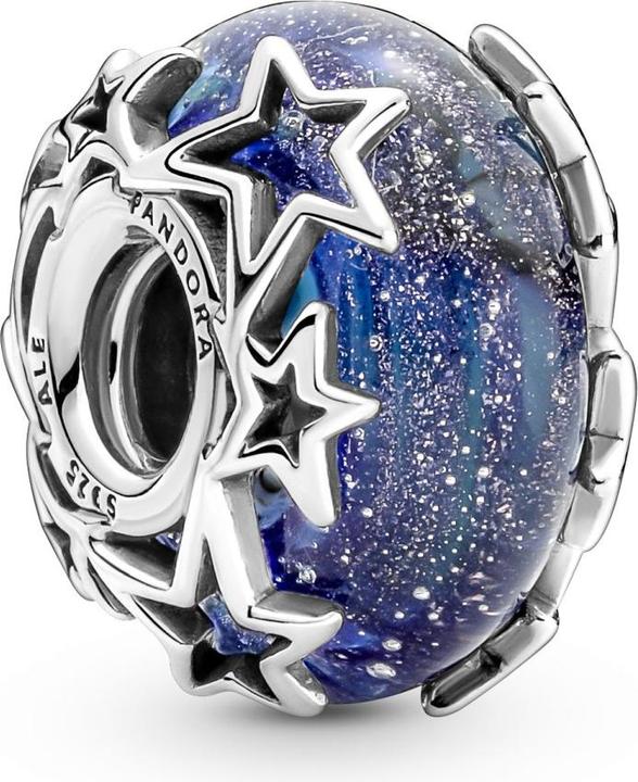 Pandora Blaue Galaxie & Sterne Murano Charms/Beads (Silber 925)