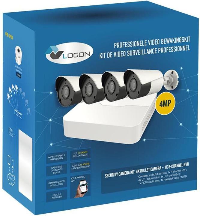 Immagine prodotto Logon Kit di telecamere IP - 4 x 4MP bullet per esterni - POE NVR met 2TB HDD