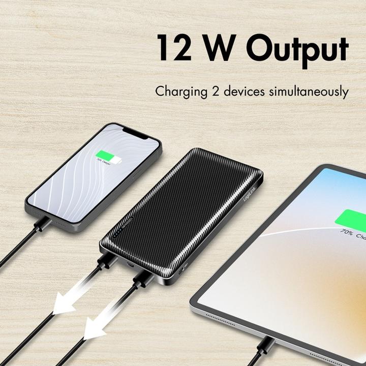 Produktbild LogiLink Powerbank 10000 mAh, 2x USB-A, USB-C, micro-USB, mit Schnellladenfunktion, schwarz (10000 mAh, 12 W)