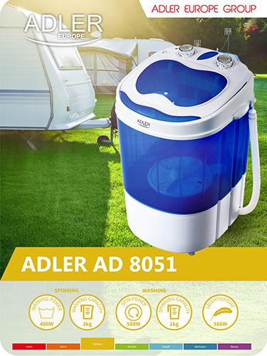 Produktbild Adler Mini Waschmaschine AD 8051 (3 kg, Oben)