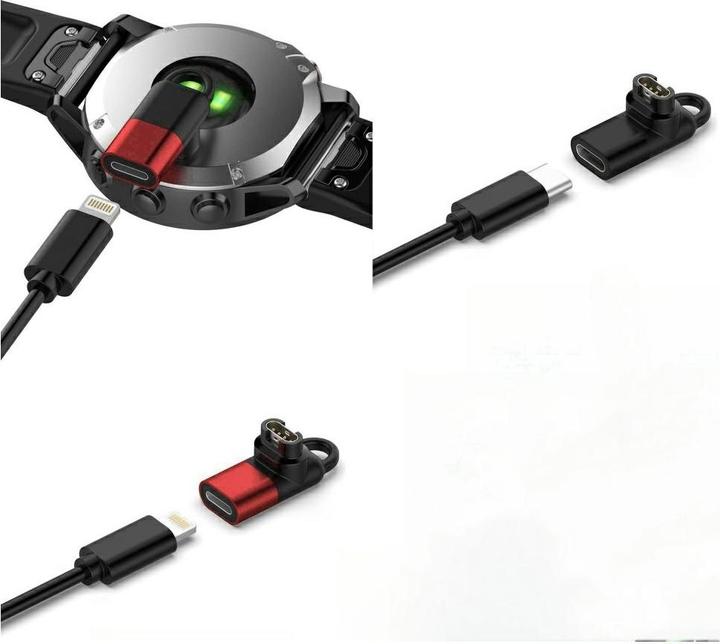 Actual product image Beline Adapter Lightning for Charging Garmin Watches red