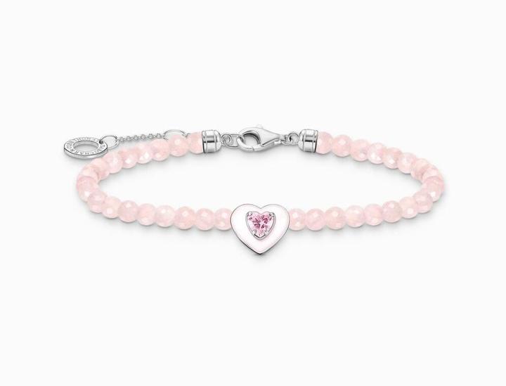 Produktbild Thomas Sabo Armband Herz mit pinken Perlen (19 cm, 925er Silber, Emaille)