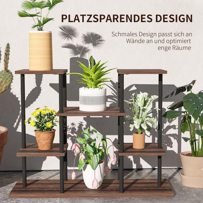 Produktbild Swisshandel24 4-Etagen Pflanzenständer, 61,5 cm hoch, Holz, Verkohlt