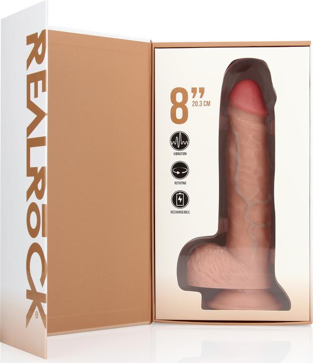 Actual product image RealRock Vibrating and Rotating Straight Cock with Balls - 8 / 20,5 cm - Flesh