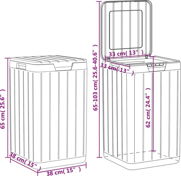 Actual product image VidaXL Outdoor-Mülltonne Grau 38x38x65 cm PP,Farbe: Grau (80 l)