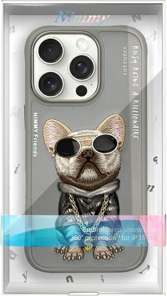 Actual product image Uniq Nimmy case iPhone 16 Pro 6.3" gray Glasses Cool Dog (Apple iPhone 16 Pro)