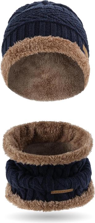 Produktbild Normani Kebili Winterset mit Fell Marine/Braun (One Size)