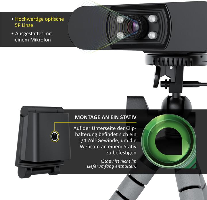 Actual product image Aplic FHD webcam, light correction, 1920x1080P @ 30Hz, 4 auxiliary lights, scene light, microphone (2.07 Mpx)