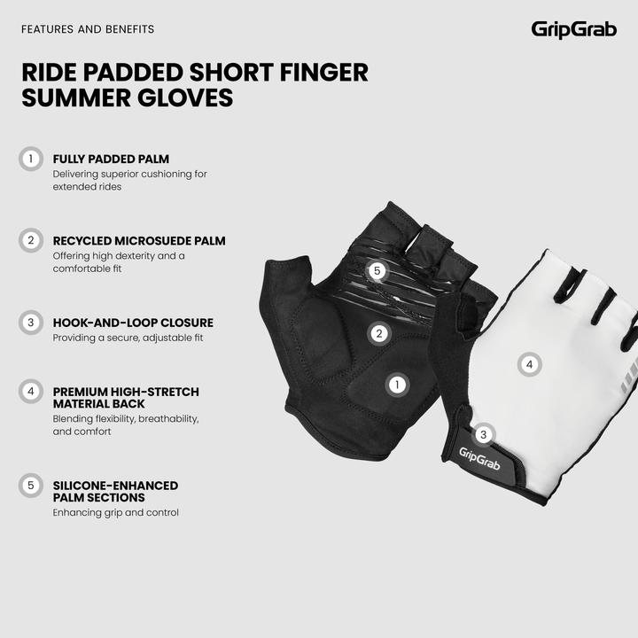 Actual product image GripGrab RIDE Padded Short Finger Summer Gloves (M)