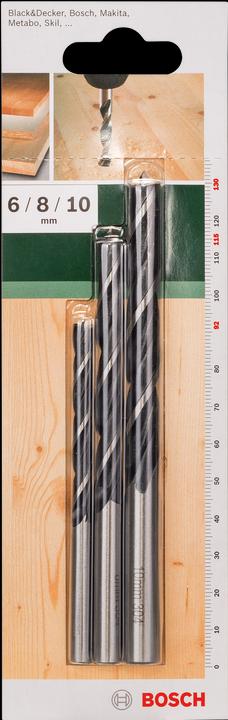 Produktbild Bosch Zubehör 3tlg. Holzbohrer-Set 6,0 8,0 10,0 mm (6 mm, 10 mm, 8 mm)