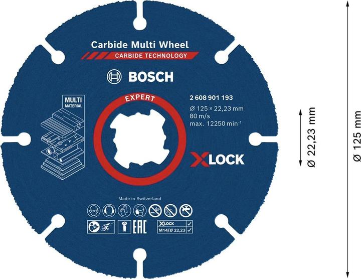 Actual product image Bosch Professional Zubehör EXPERT Carbide Multi Wheel X-LOCK cut-off wheel, 125 mm, 22.23 mm, 10-pcs.
