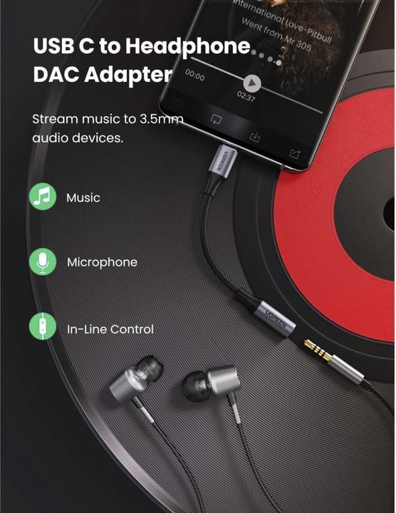Immagine prodotto Ugreen Adattatore da USB-C a 3.5mm Jack con supporto IPAD Pro e Samsung Note 10 (USB tipo C, Jack da 3.5mm)