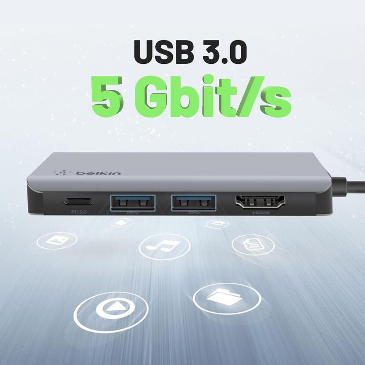 Actual product image Belkin USB-C 4 in 1 (USB-C, 4 Ports)