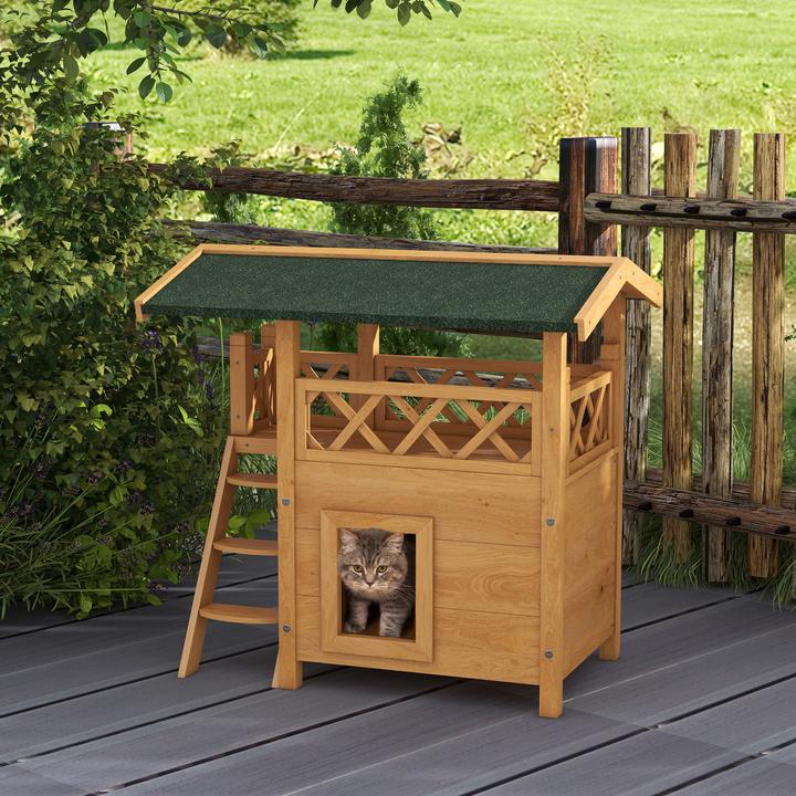 Actual product image PawHut Cat house with stairs and roof (Cat)