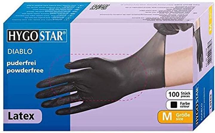 Actual product image Hygostar Latex glove ""DIABLO"", S, black, powder-free Length: 240 mm, for allergy sufferers, food-safe, r (S)