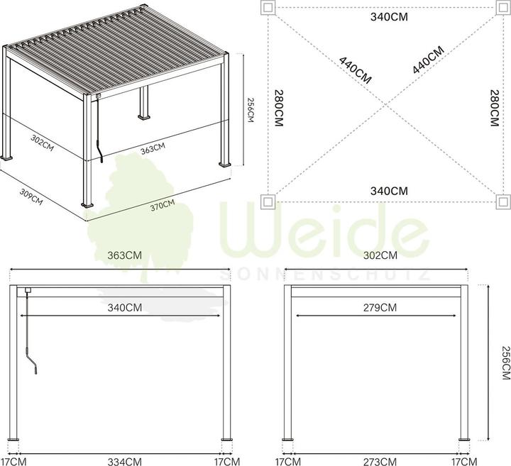 Actual product image Weide Pergola Classic (300 cm, 360 cm)
