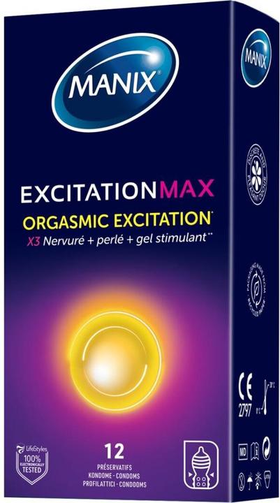Produktbild Manix Excitation Max» Orgasmic Excitation - 12 Orgasmus-Kondome für ein ungeahntes Lustgefühl (12 Stk.)