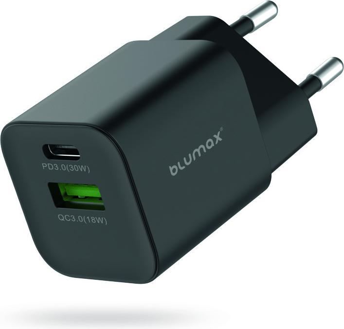 Produktbild Blumax GaN PD Wall Charger 5/9/12V 30W 2x USB Black (30 W)