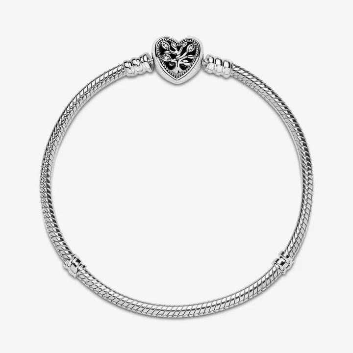 Produktbild Pandora Snake Chain Heart Clasp Armband (1.90 cm, Silber 925, Emaille)
