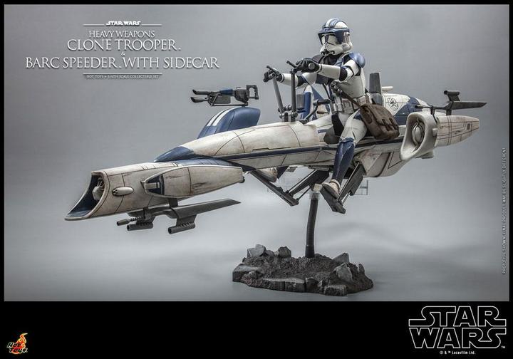 Actual product image Hot Toys Star Wars The Clone Wars figurine 1/6 Heavy Weapons Clone Trooper & BARC Speeder with Sidecar 30 cm