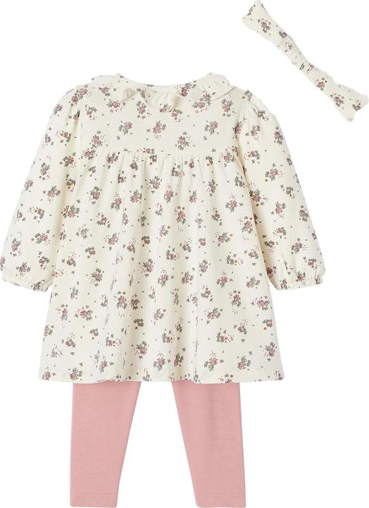 Produktbild Vertbaudet Bio-Kollektion: Baby-Set aus Blumenkleid, Leggings & Haarband (62)