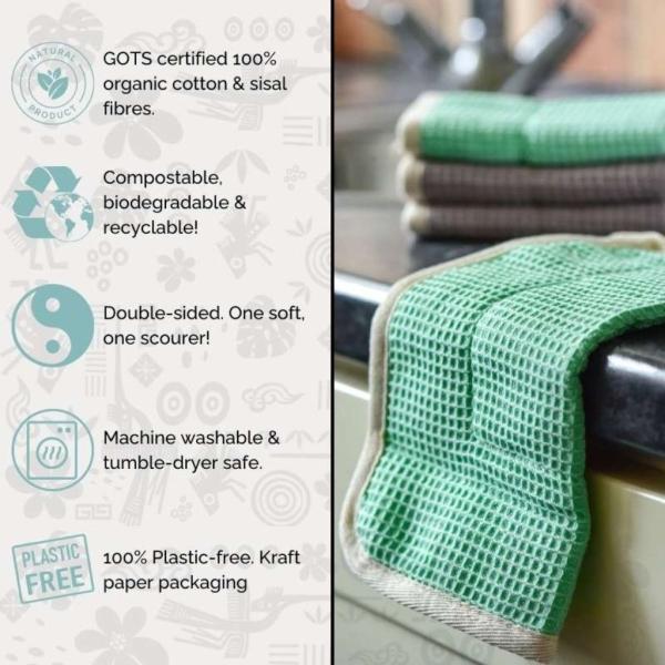 Actual product image Jungle Culture Reusable dishcloths - white - 100% organic sisal/cotton cloth