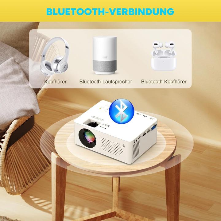 Immagine prodotto Purshe Mini Beamer mit Bluetoothfunktion (Full HD, 9500 lm)