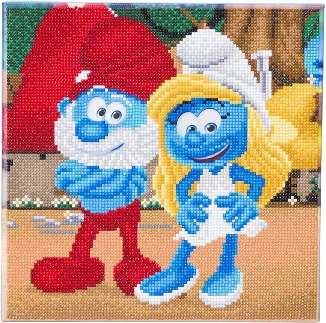 Craft Buddy Smurfette and Papa Smurf, picture 30x30cm Crystal Art