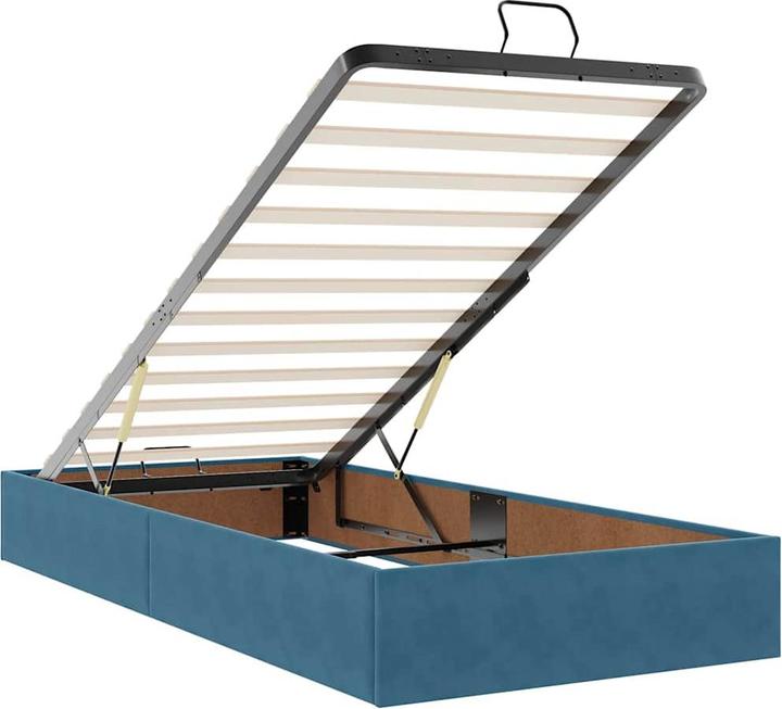 Produktbild VidaXL Ottoman-Bett mit Matratze Dunkelblau 90x200 cm Samt (90 x 200 cm)