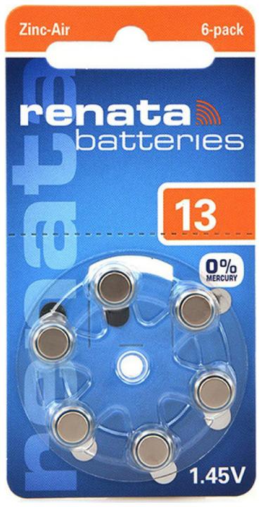 Produktbild Renata Hörgeräte-Batterien ZA13.DP6 0%HG (6 Stk., ZA13 GP, 305 mAh)