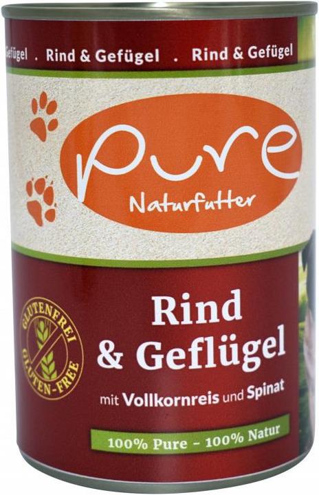 Immagine prodotto Pure Naturfutter Menu per cani: manzo e pollame con verdure (Adulto, Junior, Senior, 1 pz., 400 g)