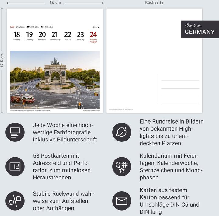 Produktbild Harenberg New York Sehnsuchtskalender 2026 - Wochenkalender mit 53 Postkarten (Deutsch)