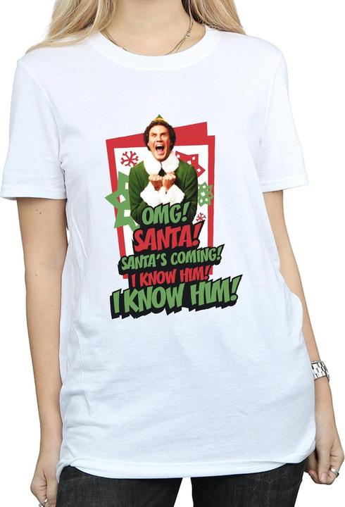 Actual product image Elf Womens/Ladies OMG Santa Cotton Boyfriend T-Shirt (XL)
