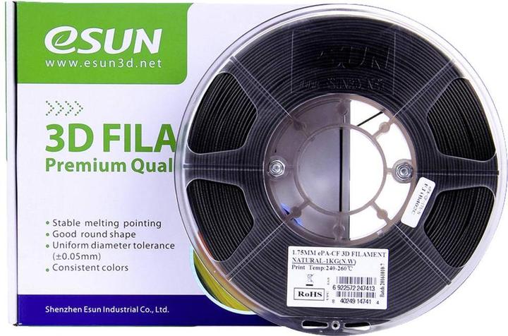 Image du produit eSUN ePA-CF Filament PLA résistant à la chaleur, haute rigidité, haute résistance à la traction 1.75mm (PLA, 1.75 mm, 1000 g, Noir)