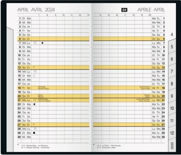 Actual product image Rido Pocket calendar M-planer 8,7x15,3 1 month/2 pages leather wine red 2025 (German)