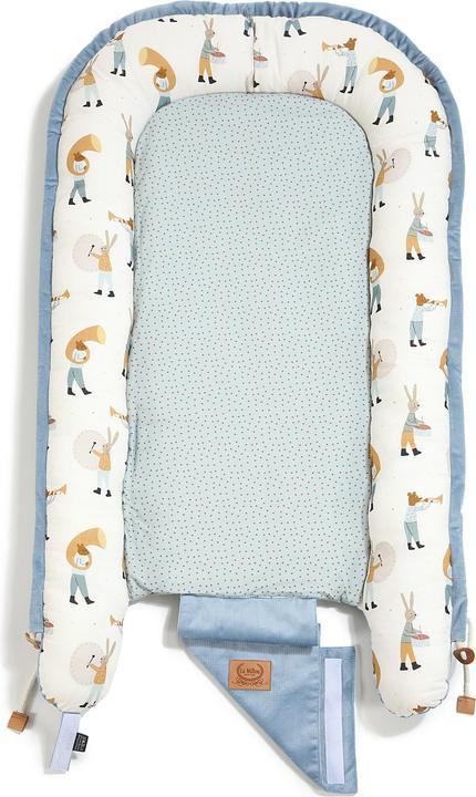Produktbild La Millou Babynest |Premium Baumwolle-Velvet|Inklusiv Sleepy Pig Kissen |Heart Beat Blue