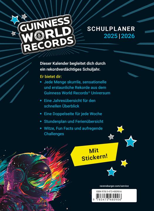 Immagine prodotto Ravensburger GUINNESS WORLD RECORDS Schulplaner 2025/2026 (Tedesco)