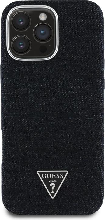 Immagine prodotto Guess Case Denim Triangle Logo MagSafe for iPhone 16 Pro black (Apple iPhone 16 Pro)