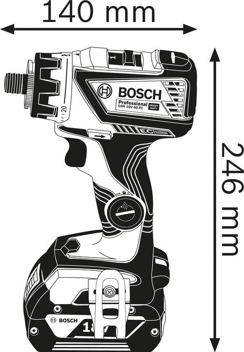 Image du produit Bosch Professional GSR 18V-60 FC (Fonctionnement sur batterie)