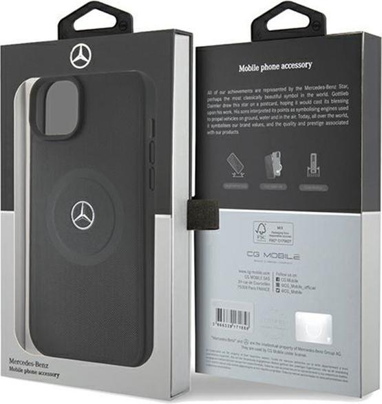 Image du produit Mercedes MEHMP15S23RMMK iPhone 15 6.1" czarny/black hardcase Motif croisé en cuir MagSafe (Apple iPhone 15)