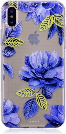 Actual product image Ueli Express iPhone XS / X Super Slim Rubber Case Blue Flowers (Apple iPhone XS, Apple iPhone X)