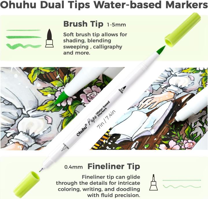 Actual product image Ohuhu Pupe Pinselstifte auf Wasserbasis (Multicoloured, 60 x)