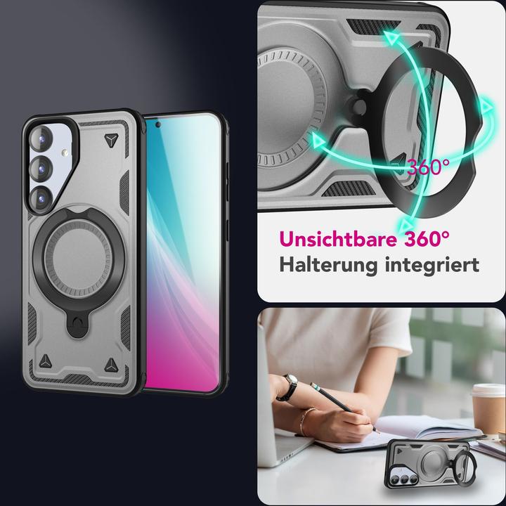 Produktbild Nalia Stormguard - Stossfeste Armor Ring Hülle für MagSafe - Military Kickstand Hardcase (Samsung Galaxy S25)